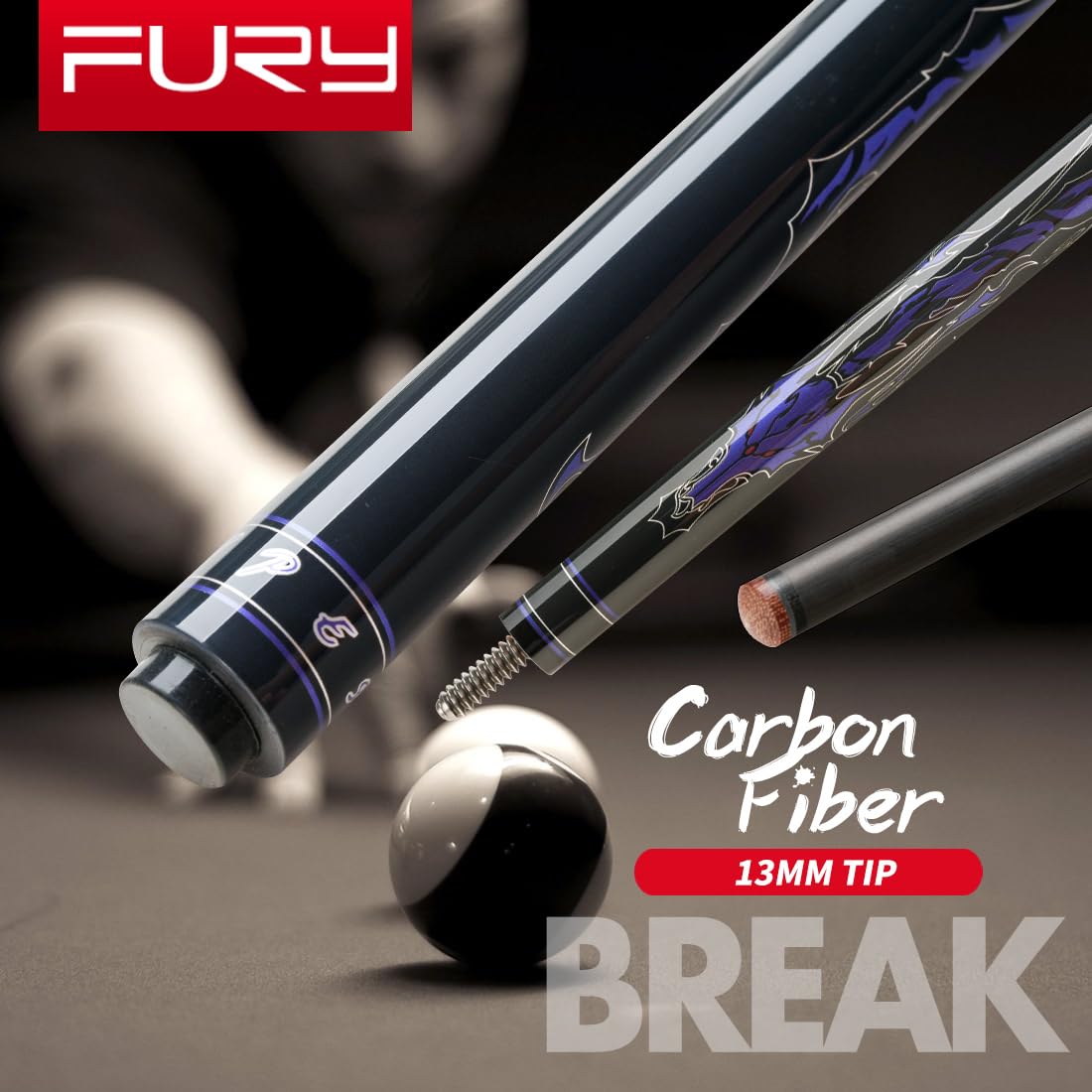 CRICAL Fury AF-BK Series Billiards Punch Jump Cue Carbon