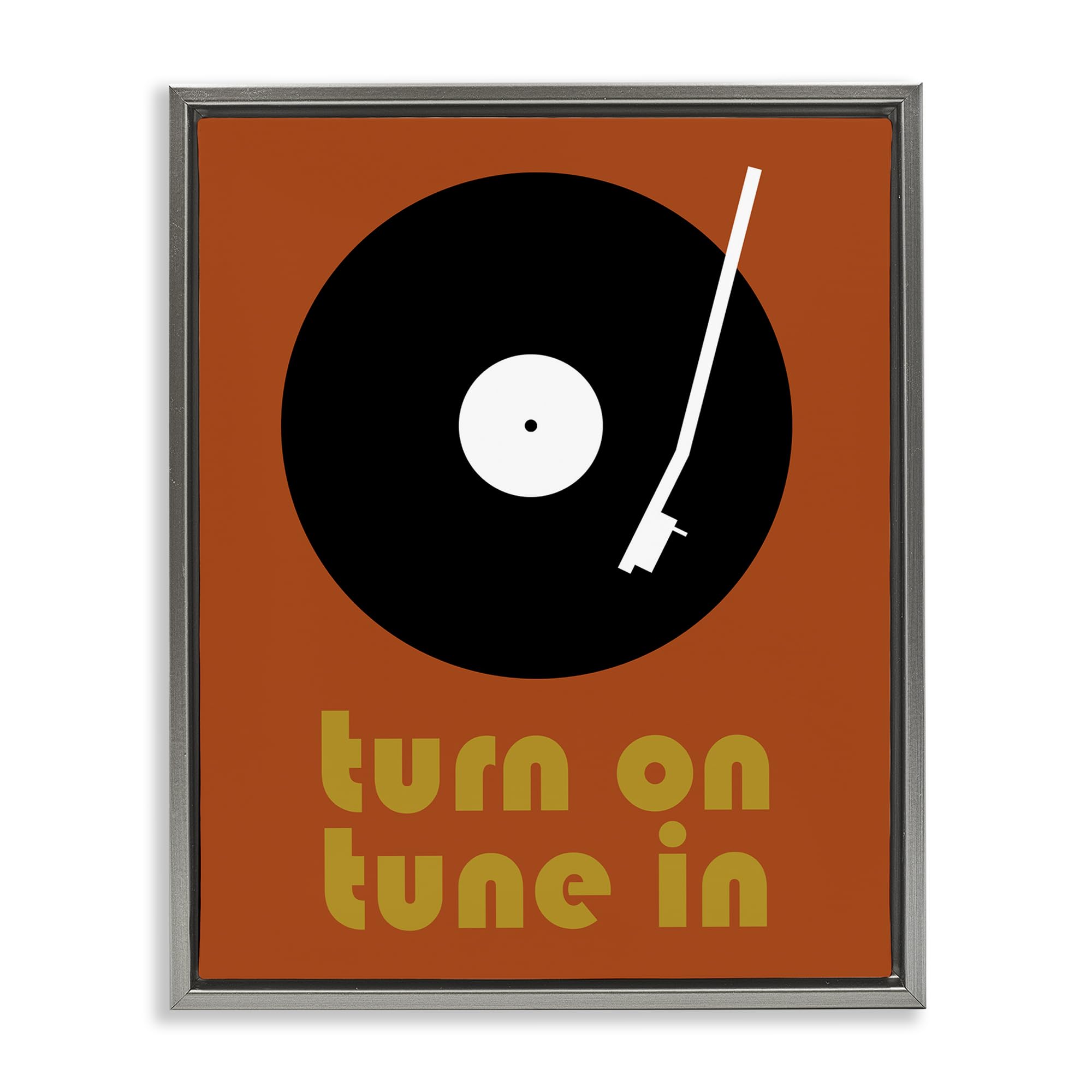 Stupell Industries Luster Gray (Matte) 'Turn On Tune In', Floating Frame Canvas Art, Gray, 25 X 31 Inches, Easy To Hang And Sturdy, Made In Usa, By Tom Quartermaine