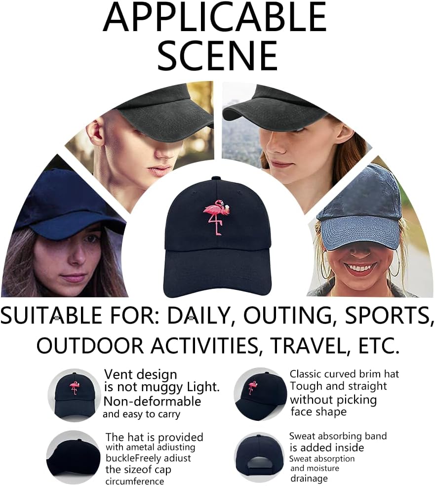 Funny Flamingo Hats Gardening hat Pigment Black Sun hat Men Gifts for Mom Sun Hats Embroidery Funny Baseball Cap - Image 6