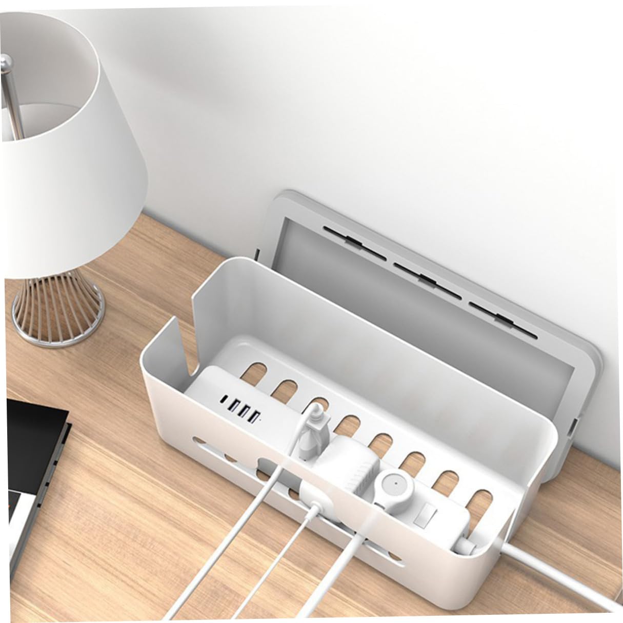 Caja Organizadora de Cables Almacenamiento Práctico y Antideslizante para Regletas y Enchufes Protección Segura para Mascotas Ventilación para Uso Doméstico y Oficina
