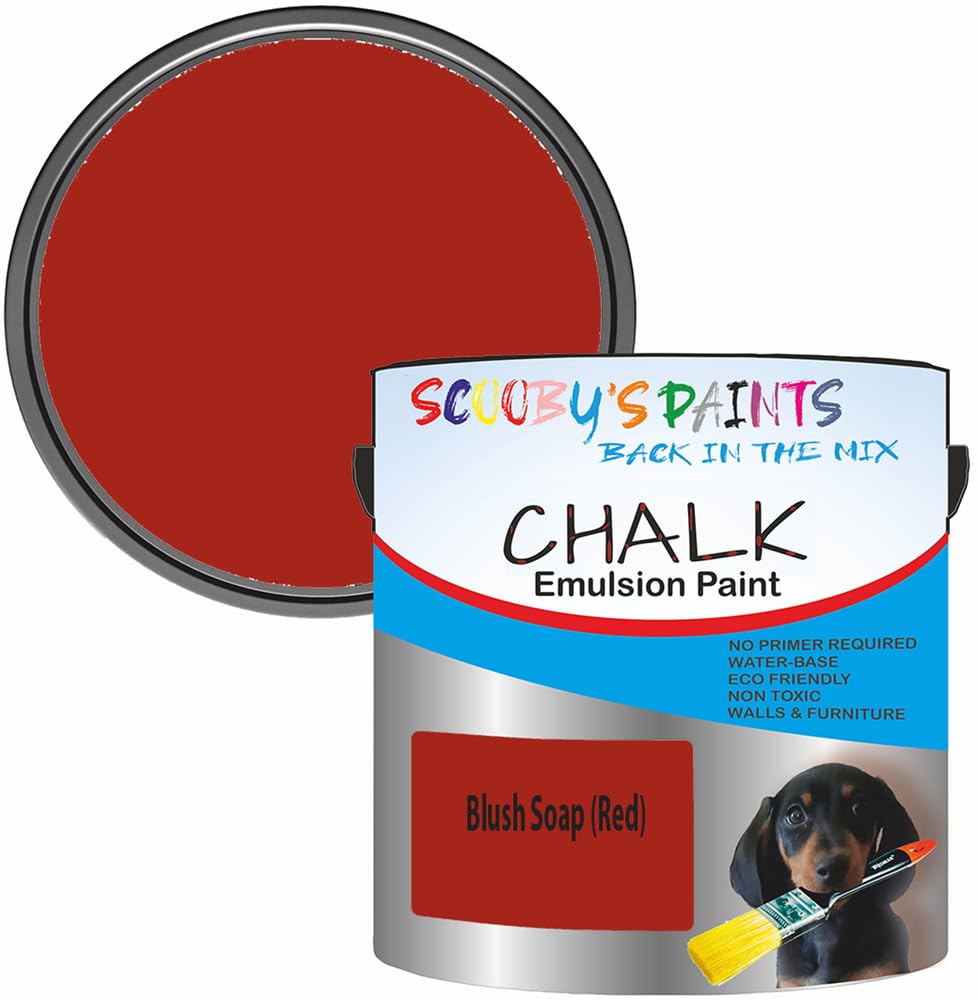 Scooby's Paints Chalk Emulsion Paint, Water-Based, No Primer Required, 250ml, For Walls and Furniture (Blush Soap (Red))