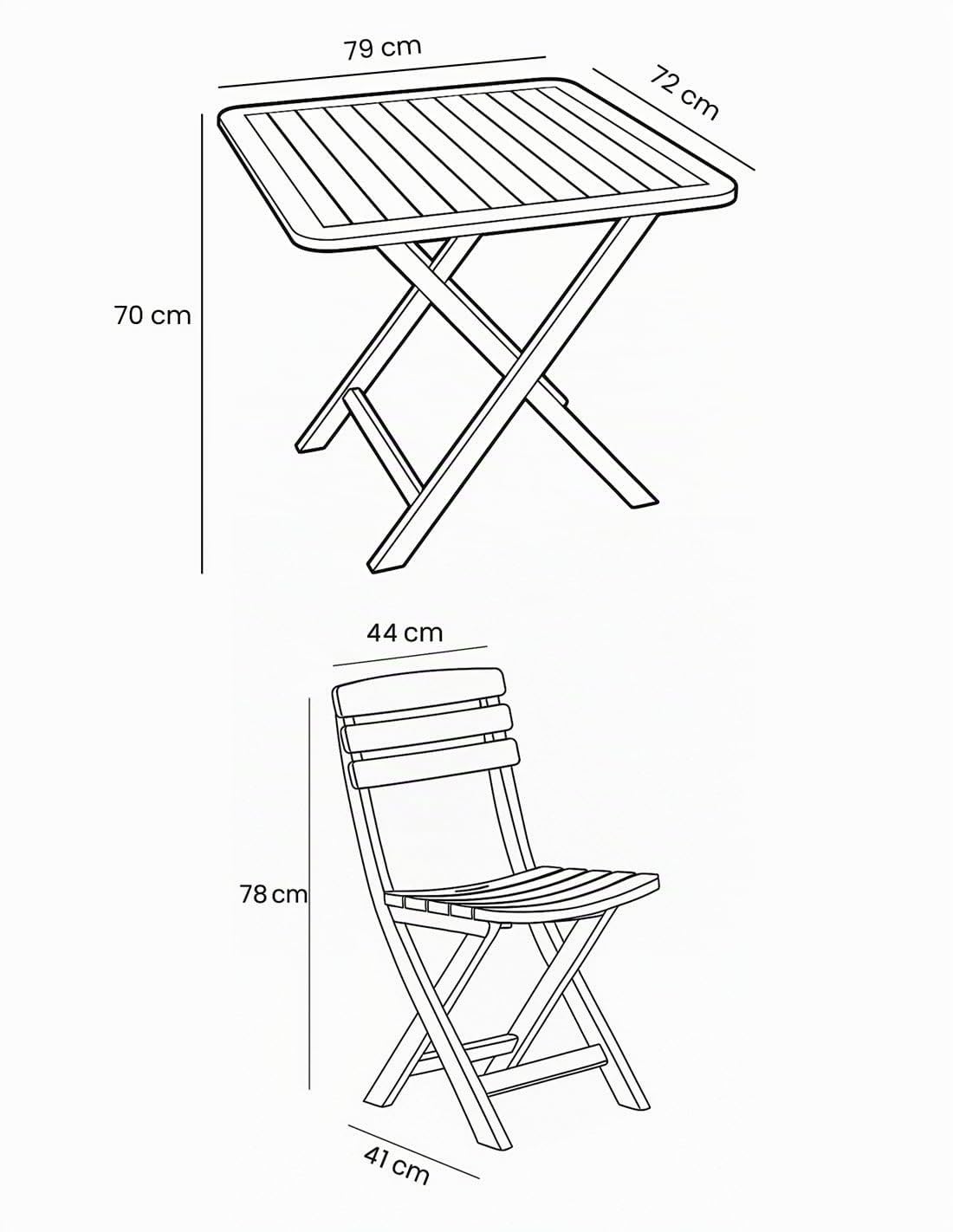 Jardin202 – Set de Balcón Plegable Blanco | Mesa 79x72 cm y Sillas de Resina | Conjunto Mobiliario Exterior para Terraza, Jardín o Camping | Resistente Intemperie | 2 Sillas + 1 Mesa