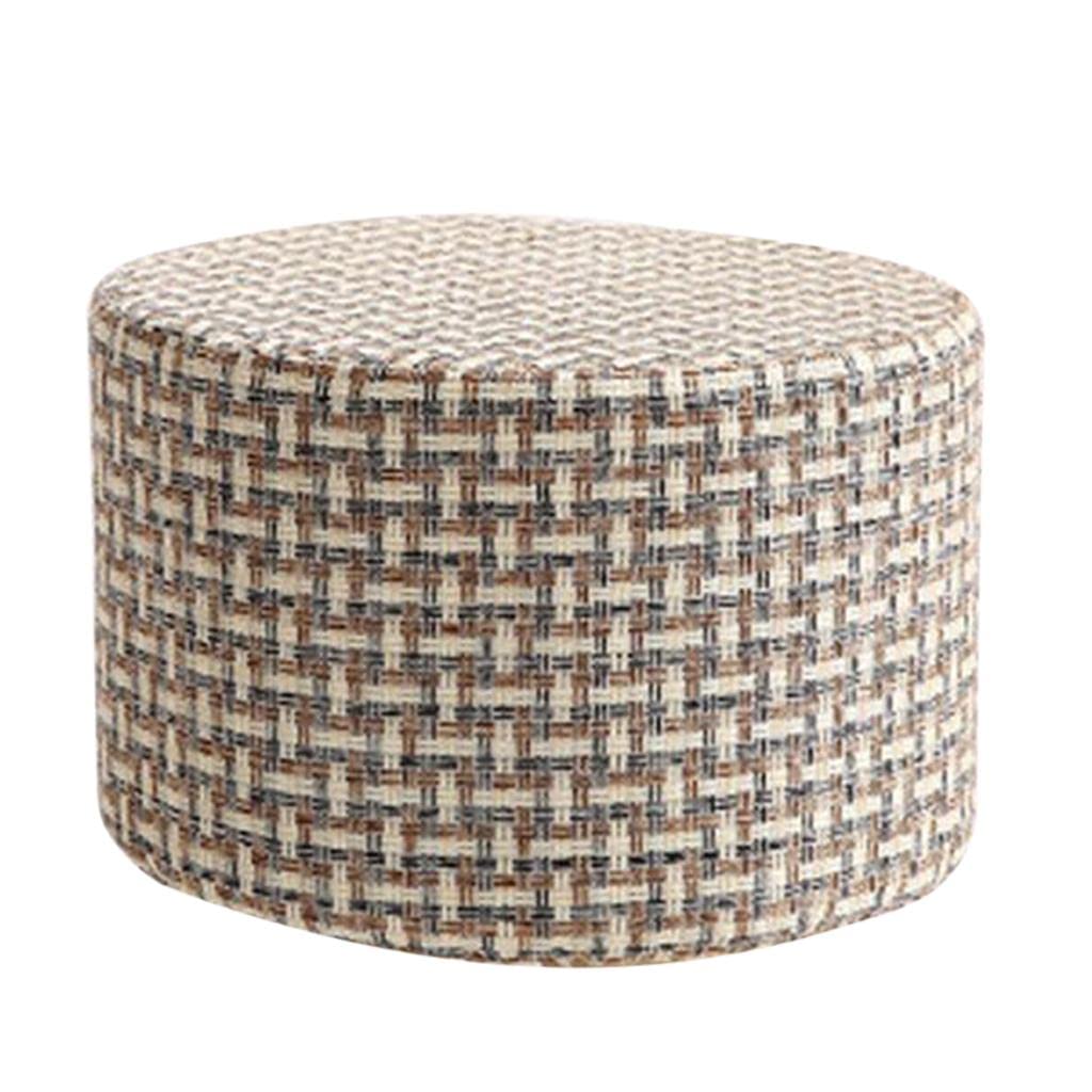 ZOOMELLA Round Linen Fabric Footstool Cover Wooden Stool Slipcover Grid 28x18cm Home & Garden | Furniture | Ottomans, Footstools & Poufs-image-21