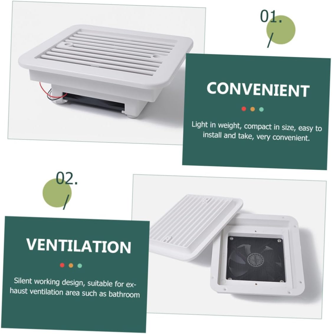 8-inch 12v Rv Exhaust Fan with Blades, Silent Bathroom Ventilation Fan for Roof and Garage, Replacement Rv Air Ventilation Outlet for Travel and Camping