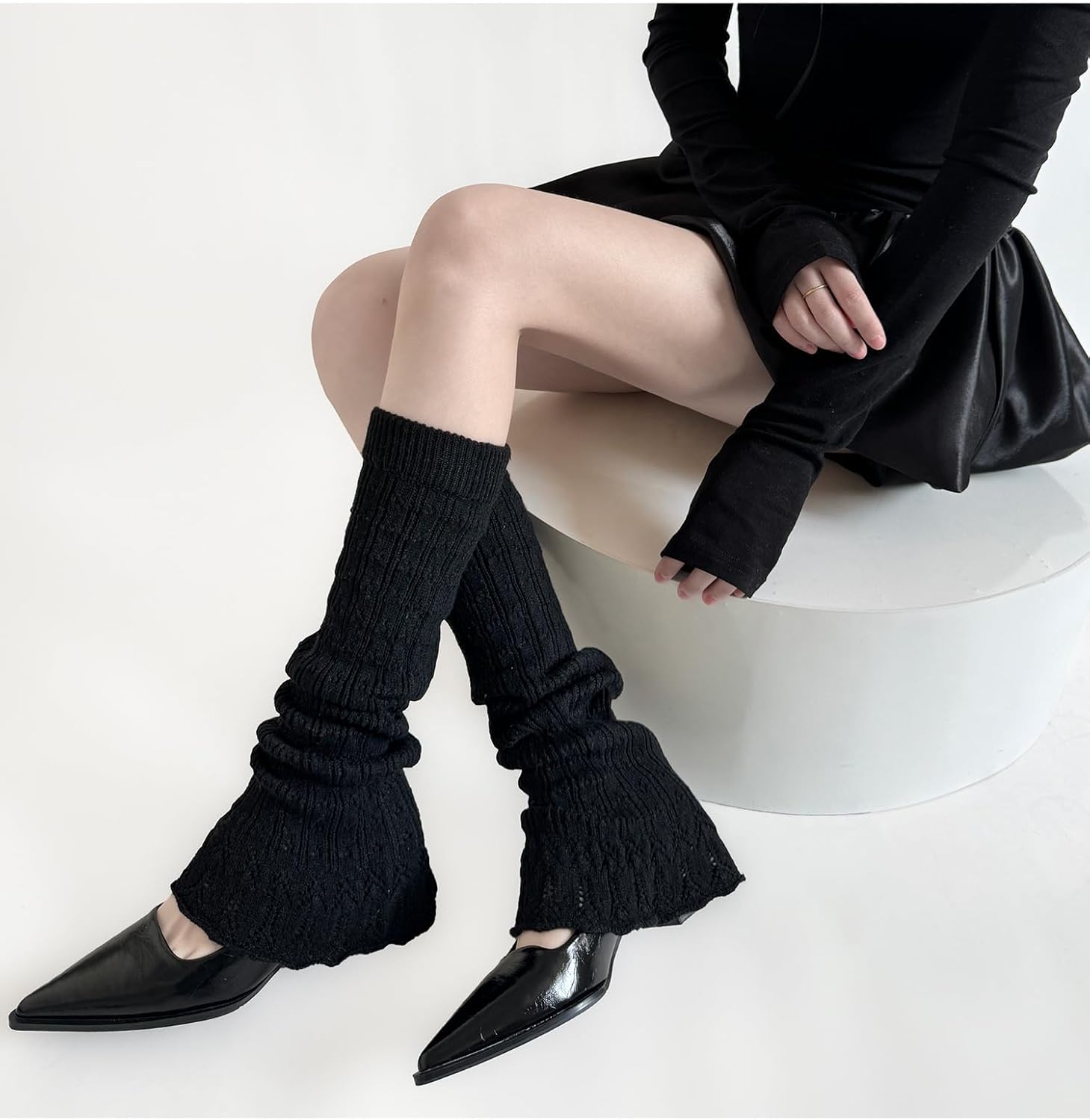 Sexybody Women Flare Leg Warmers Y2K Kawaii Crochet Knit Ruffle Socks Lolita Stylish Cute Japanese Long Boot Cover for Girls - Image 2