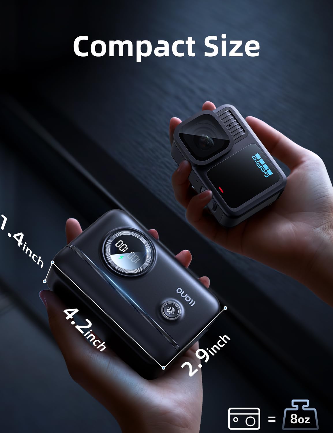 llano Batteria per GoPro Hero 31, per go pro Caricabatterie, Confezione da 2 batterie ricaricabili da 1950 mAh, doppio caricabatterie rapido per fotocamere GoPro Hero 13, display intelligente