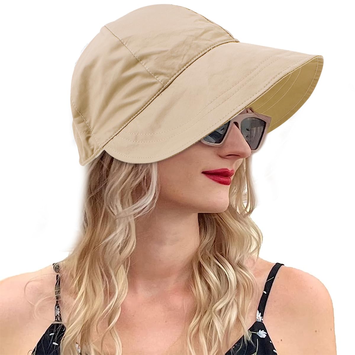 Bucket Hat for Women Sun Protection Wide Brim Beach Hat Sun Hats for Women Fashion Lightweight Quick Dry Summer Cap for Beach, Cycling, Travel - Adjustable Drawstring Closure