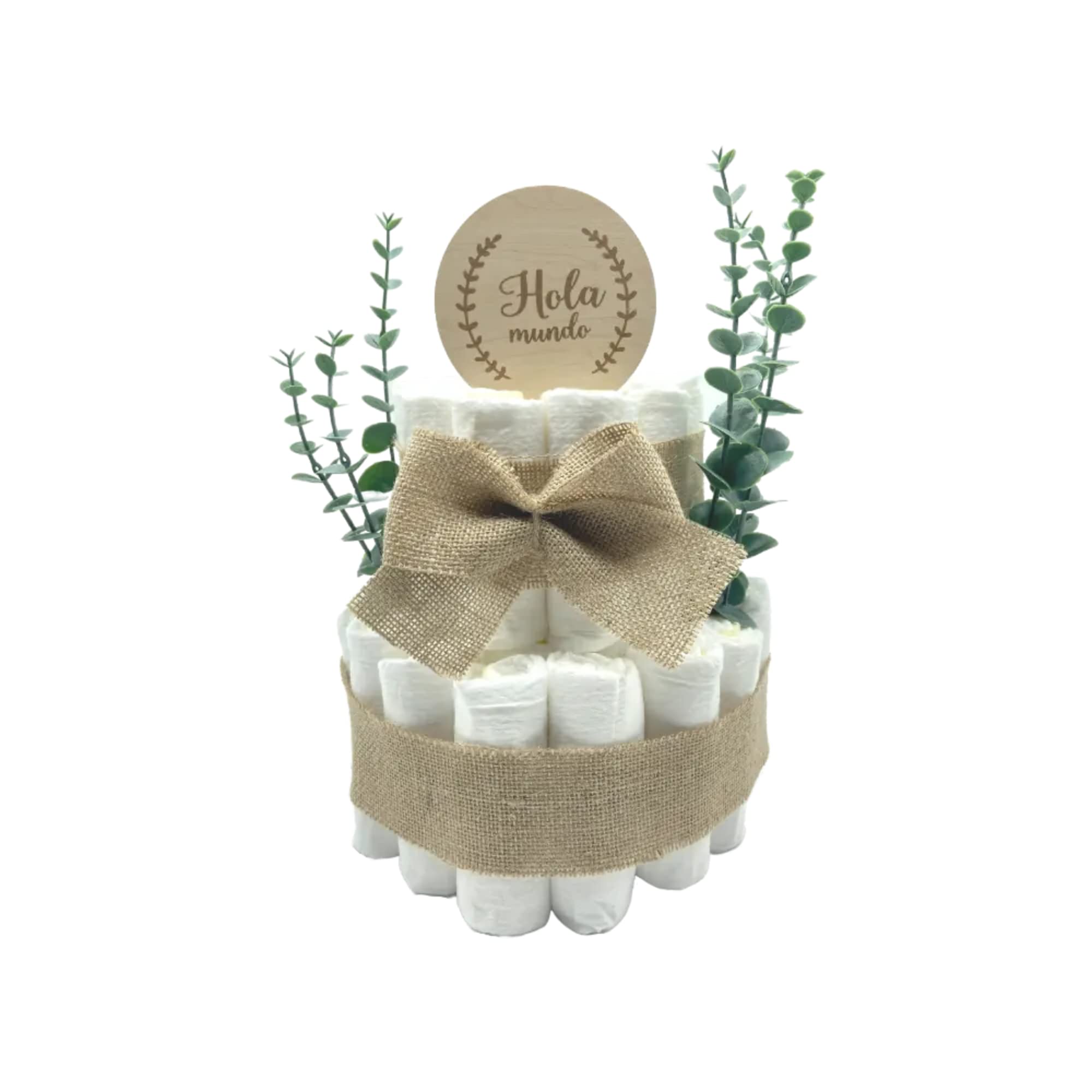 Tarta de Pañales | Pastel de Pañales para Bebé | Regalo Original para Recién Nacido | Regalo para Bebé | Modelo Hello World – MyLittleBabies