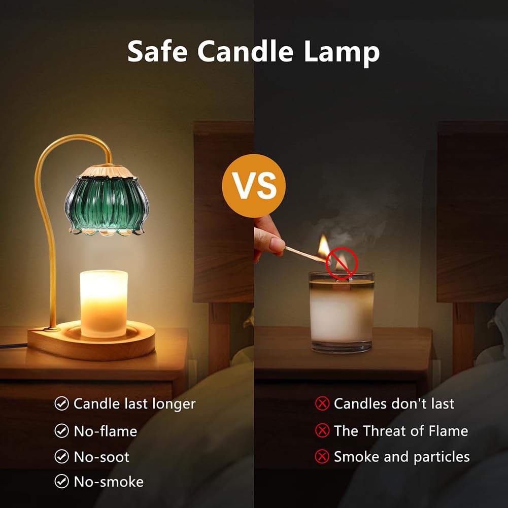 Lampada scalda candela a luce soffusa con timer, lampada candela elettrica con 2 lampadine, Lampada scaldacandele per decorazione casa camera da letto