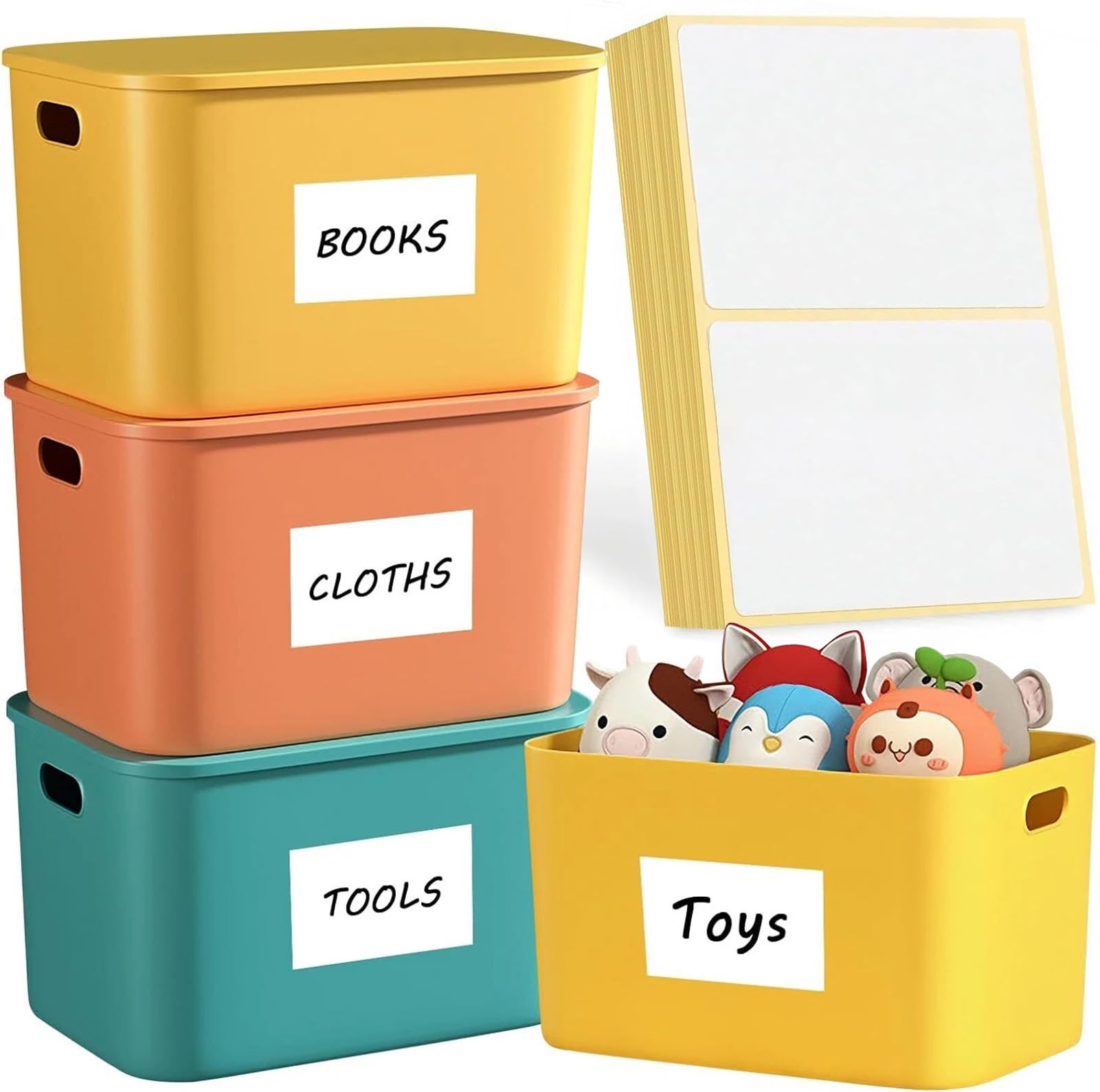 30PCS Labels for Storage Bins, 6 X 4 Inch Removable Large Labels for Blank Box, Tear Resistant No Residue Storage Bin Tags for School, Home, Business (White)