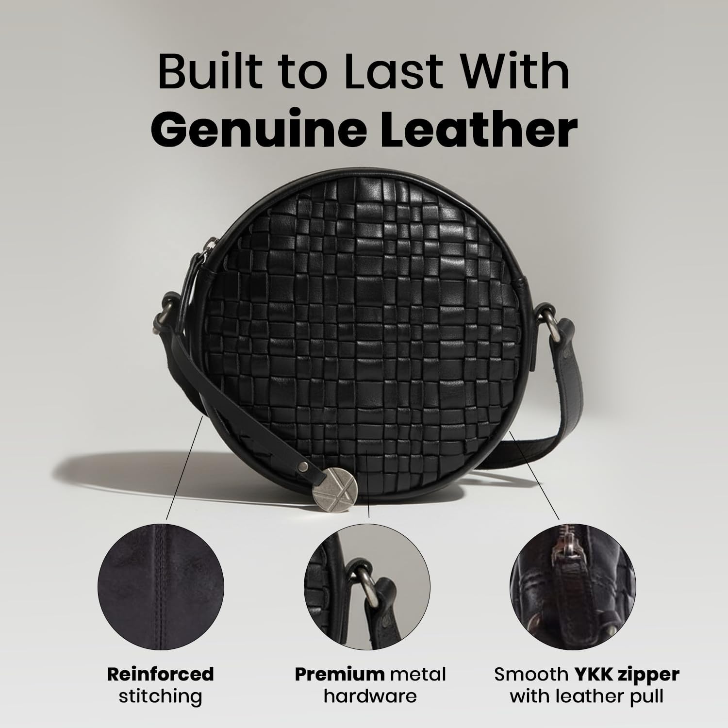 Genuine Leather Round Crossbody Bags For Women, Sling Bag For Women Crossbody Purse Trendy Casual - Image 5