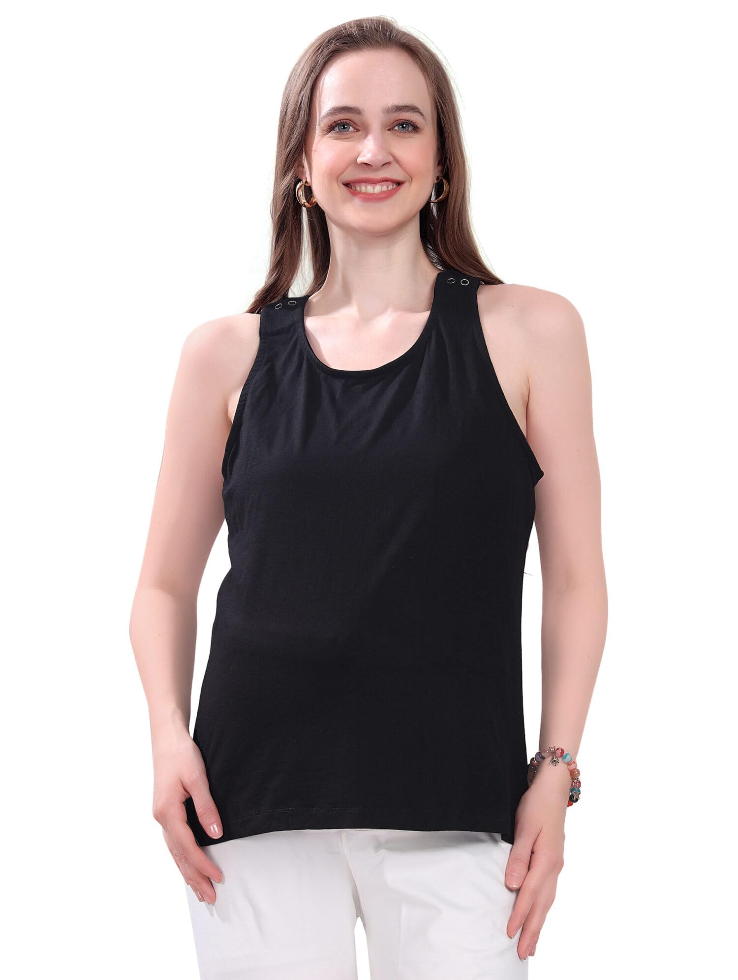 tummy Women’s Nursing Tank Tops – Sleeveless Maternity Breastfeeding Cami with Easy Clip-Down Straps | Scoop Neck Pregnancy & Postpartum Nursing Shirt-picture-21