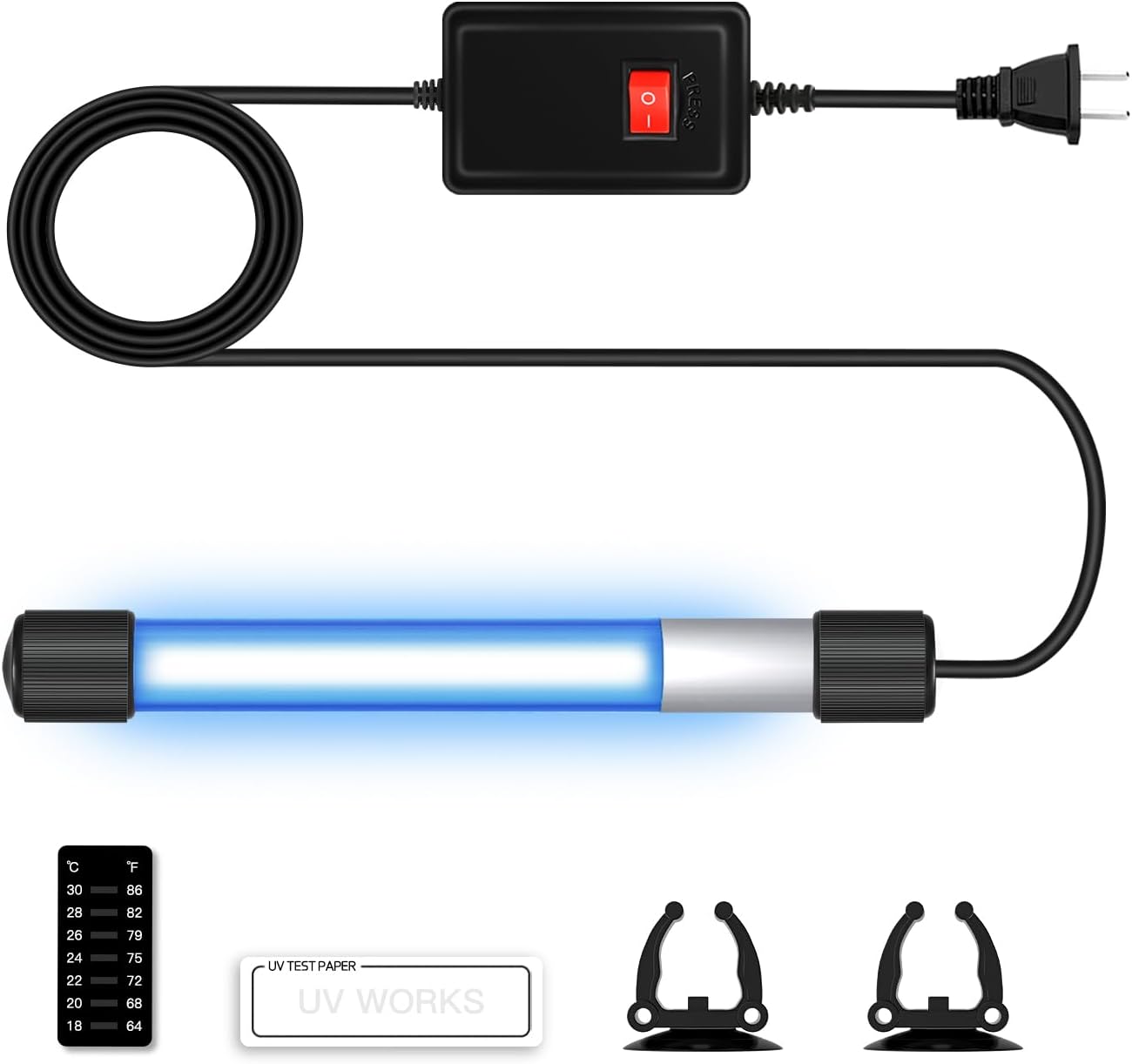 U-V Aquarium Clean Light Algae Removal LED Light Waterproof for Fish Tank Pond Aquarium (9W)
