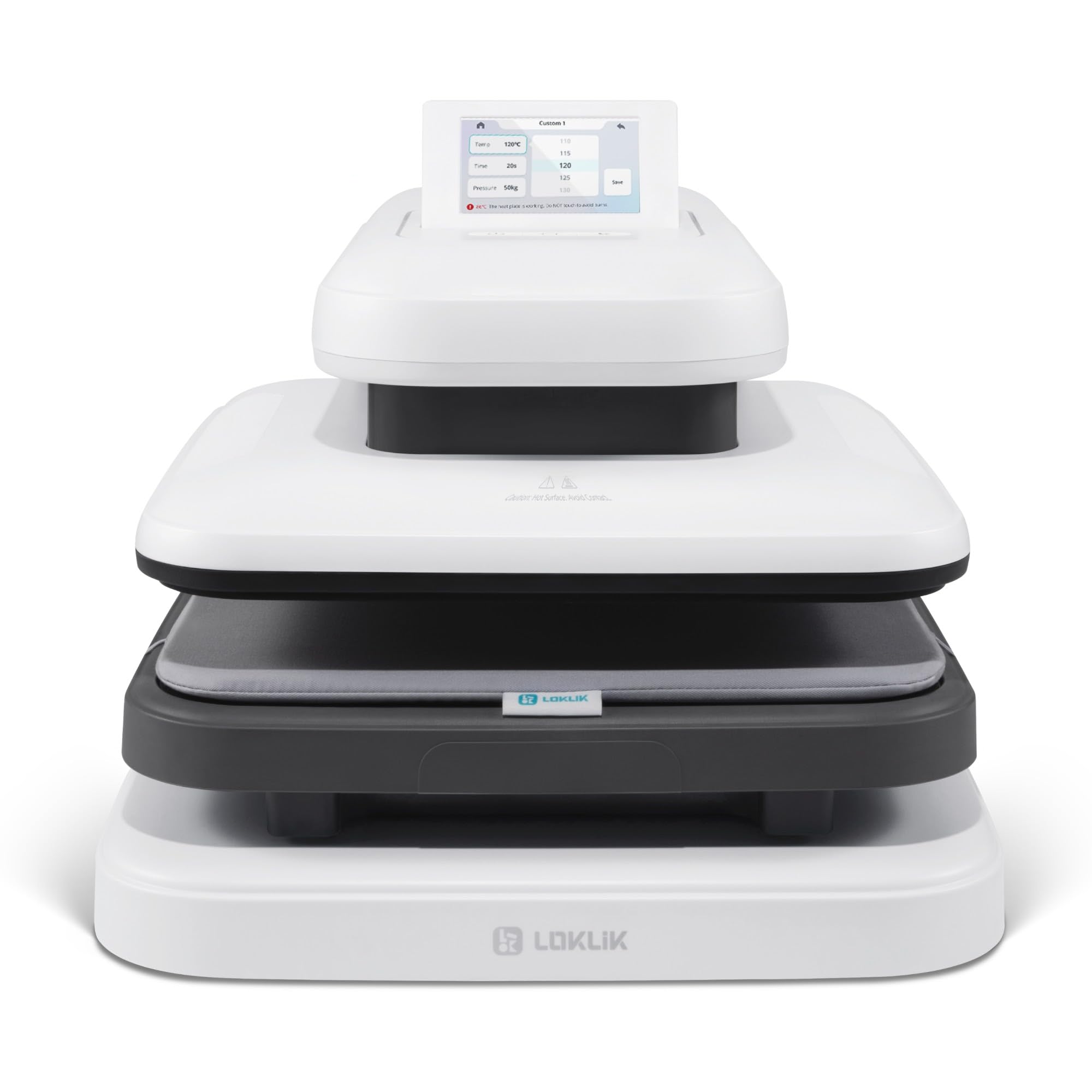 LOKLiK ImPress Auto 2 Smart - Pressa automatica per personalizzare magliette, felpe, coperte, asciugamani, borse, sacchetti e altri tessuti - Pressa a caldo per pellicole DTF e sublimazion (bianca)