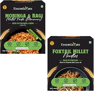Essentiaeats Healthy Foxtail Millet Hakka Noodles & Moringa Ragi Pasta Macaroni | No Maida, Low GI, Not Fried, No Preserva Price In India