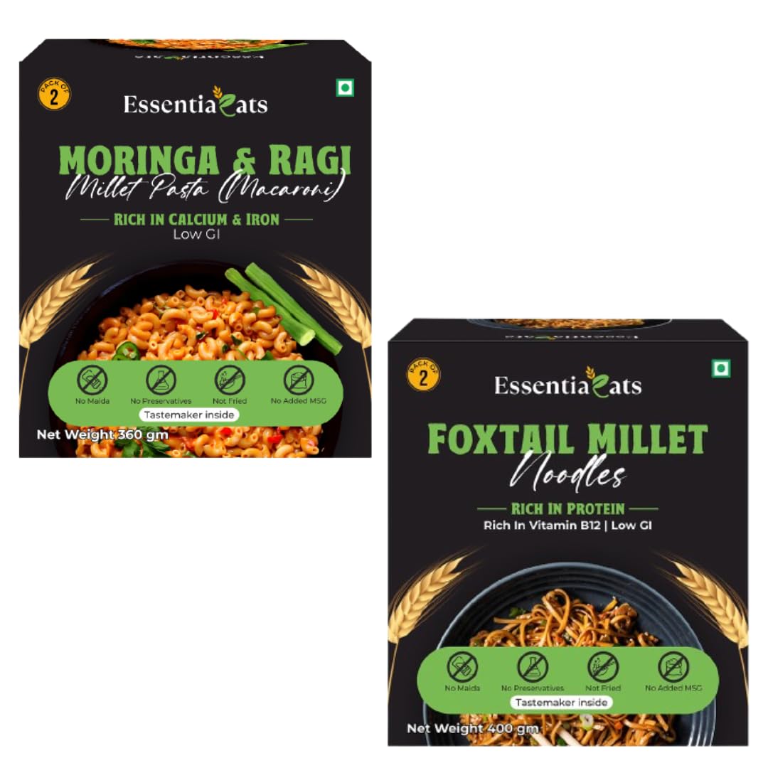 Essentiaeats Healthy Foxtail Millet Hakka Noodles & Moringa Ragi Pasta Macaroni | No Maida, Low GI, Not Fried, No Preserva... - Review, Price and Buying Guide