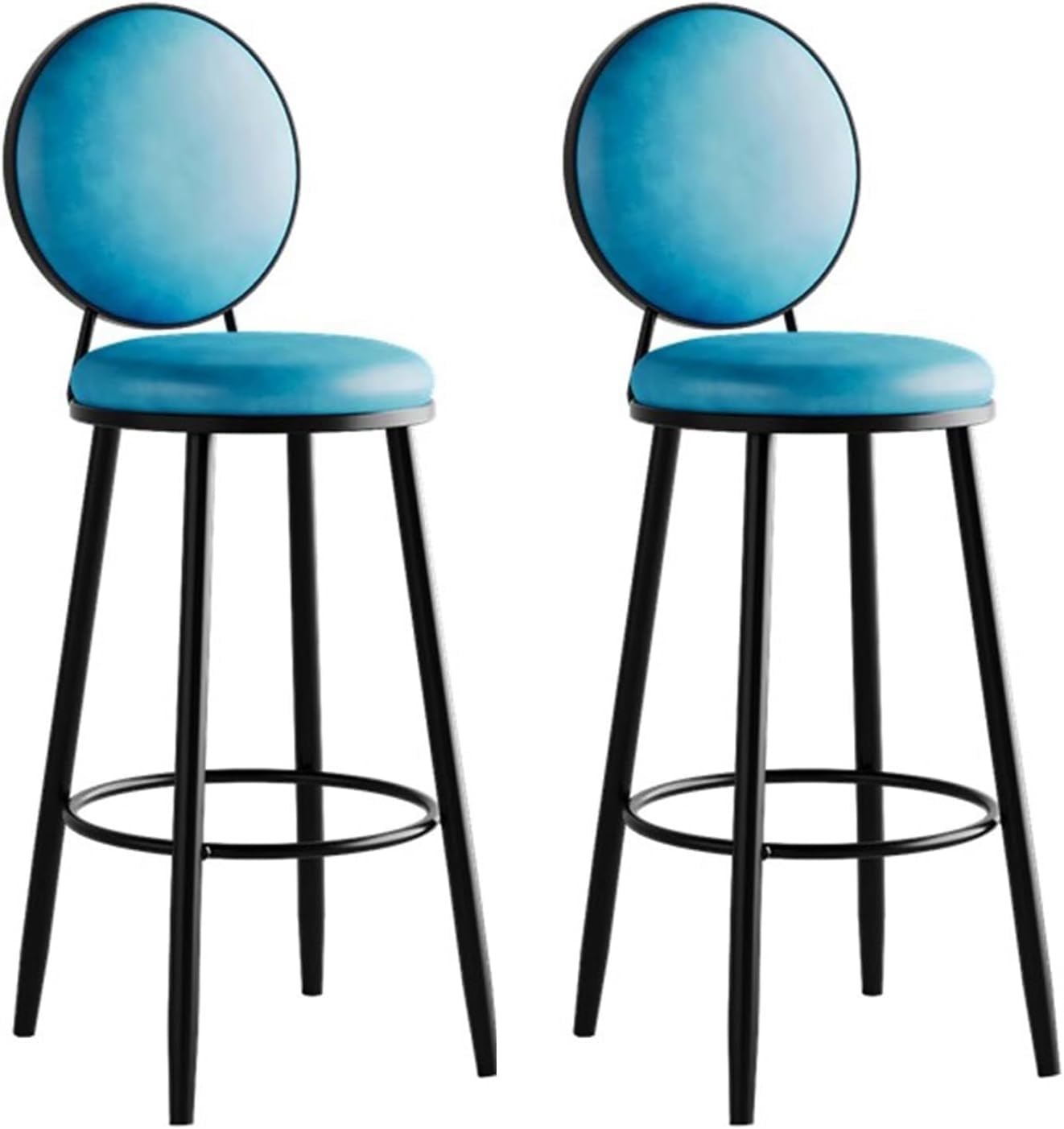 Juego Moderno de 2 taburetes de Bar Altos de Cuero sintético con Respaldo, tapizados para Isla de Cocina.