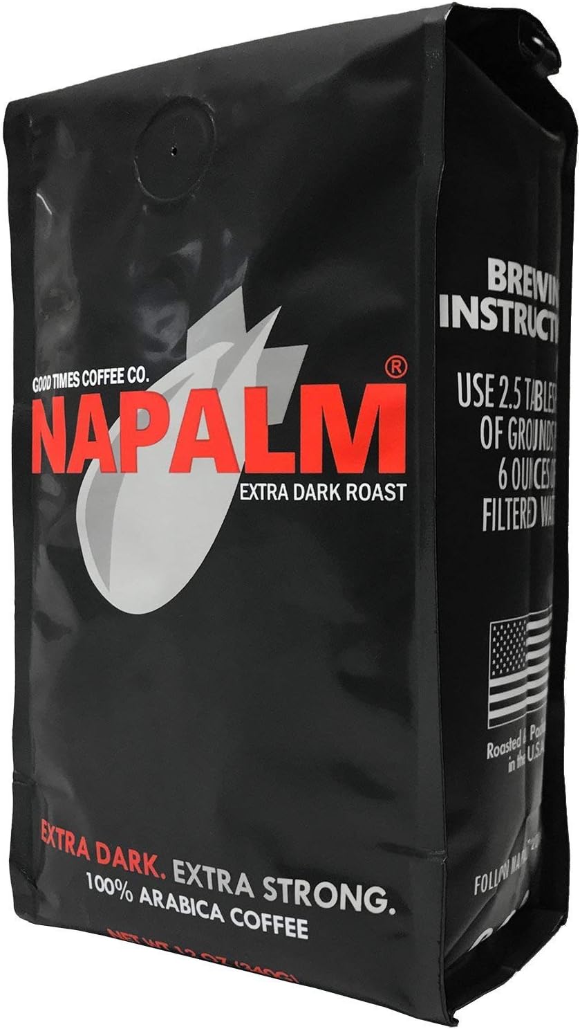 Napalm Coffee Extra Dark Roast Whole Bean Arabica Small Batch Roasted, 12 Ounce