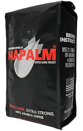 Napalm Coffee Extra Dark Roast Whole Bean Arabica Small Batch Roasted, 12 Ounce