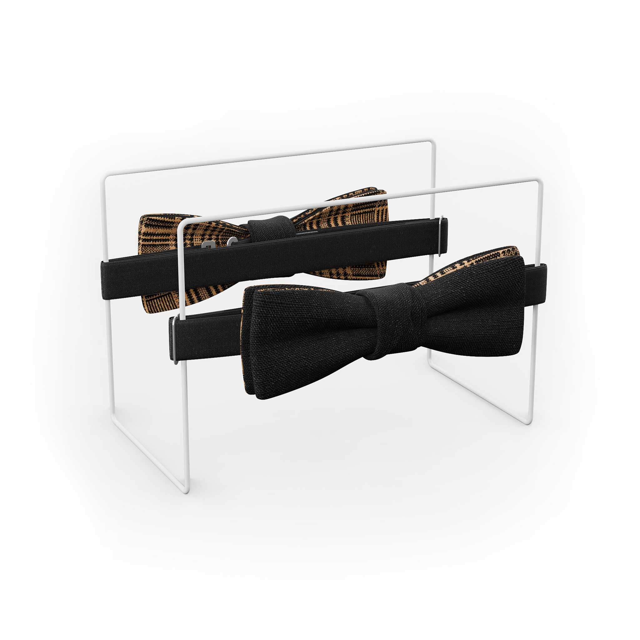 Herrenfliege aus Leinen + Kork | Classic Karo Schwarz | Vegane Leinenfliege | Skinny Batwing Selbstbinder Optik | Hochzeit & Festliche Anlässe | Handgefertigt