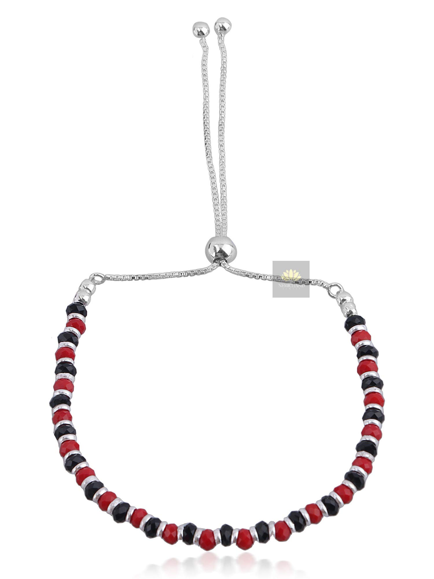 NEMICHAND JEWELS Sterling Silver Nazariya with Red Black Crystals 925 Pure Silver Bracelet for Women (Adjustable) (B08GSTM9DB) Amazon Price History, Amazon Price Tracker