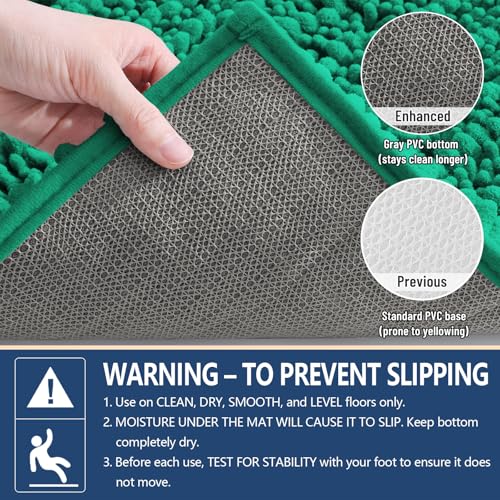 Image of Arotive Luxury Small Bathroom Rugs 24x16, Extra Soft Thick Absorbent Shaggy Chenille Bath Rugs, Machine Wash Dry, Bath Mats for Bathroom Floor, Tub and Shower, Home Decor Accessories, Emerald