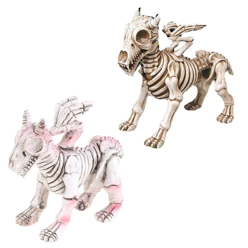 YROHGKPN Halloween Decorations Skeleton Garden Statue Dog Skull Bone Horror Figurines for Outdoor Yard Statue