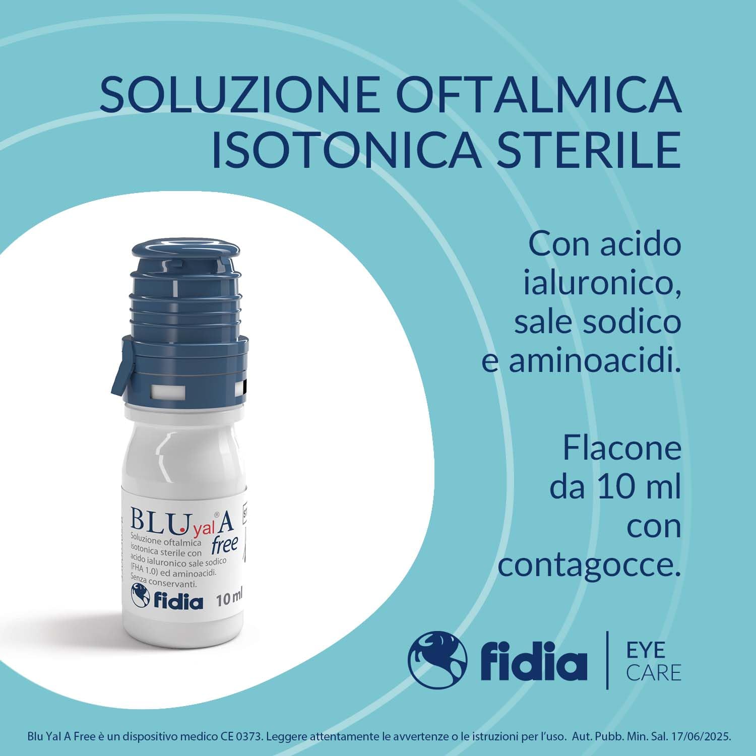 Fidia Farmaceutici Blu Yal A Free Collirio | Soluzione Oftalmica Isotonica Sterile con Acido Ialuronico Sale Sodico e Aminoacidi | Flacone da 10 ml con Contagocce OSD| Idrata e Lubrifica l’Occhio - 5