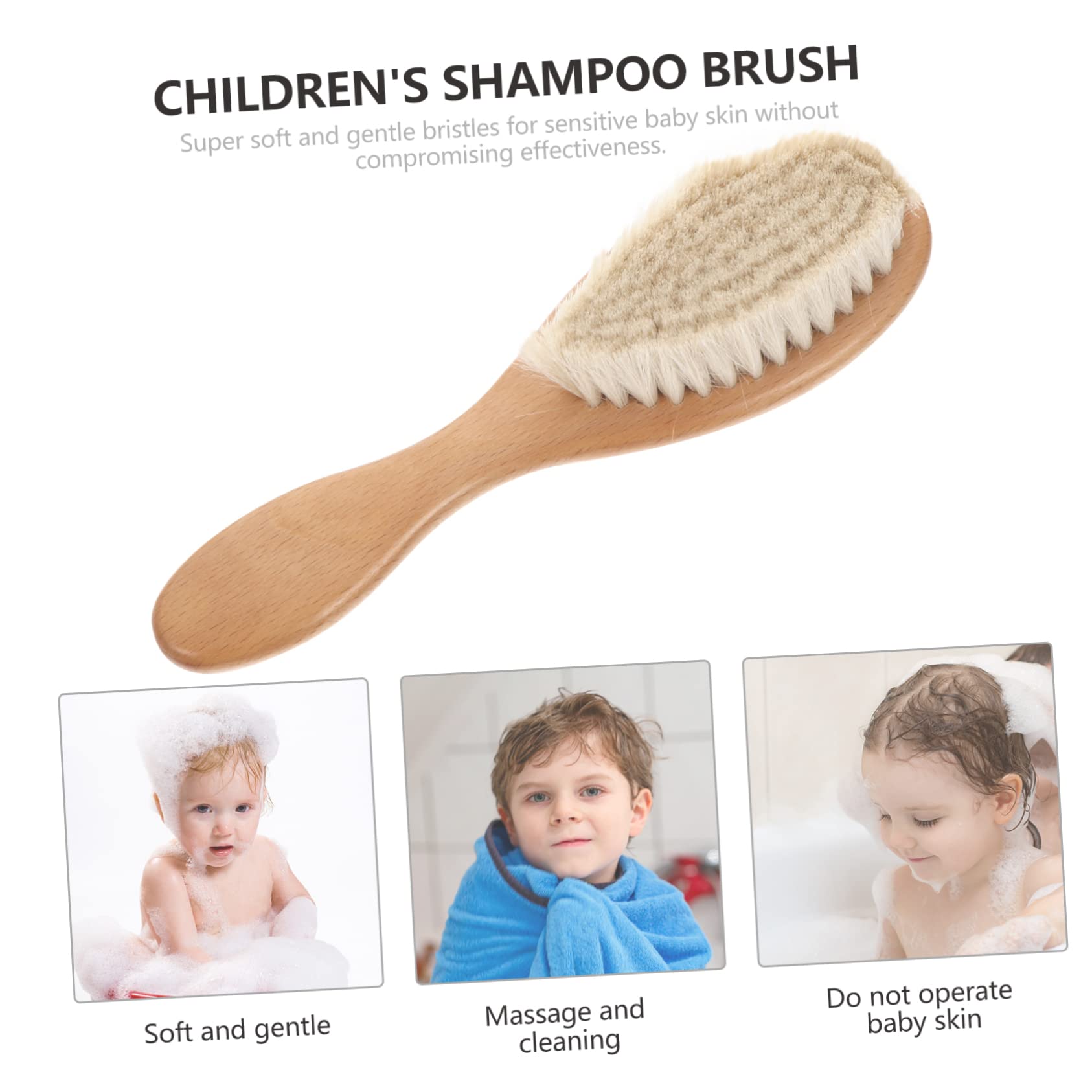 NOLITOY Baby Hair Brush Toddler Wooden Hairbrush Boys and Girls Wool Shampoo Brush for Toddlers