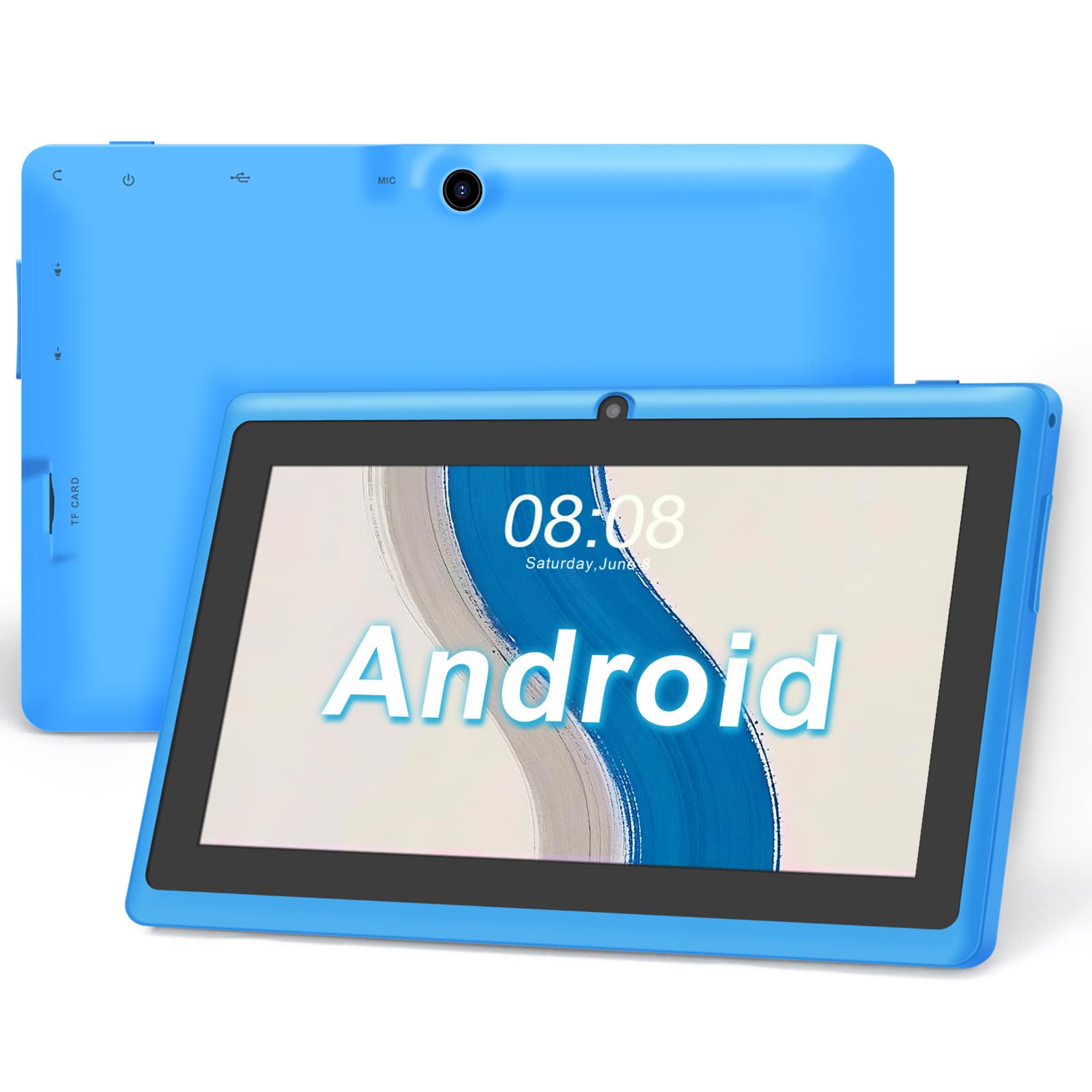 Tablet 7 Pollici Android, Doppia Fotocamera, WiFi, Bluetooth, Azzurro