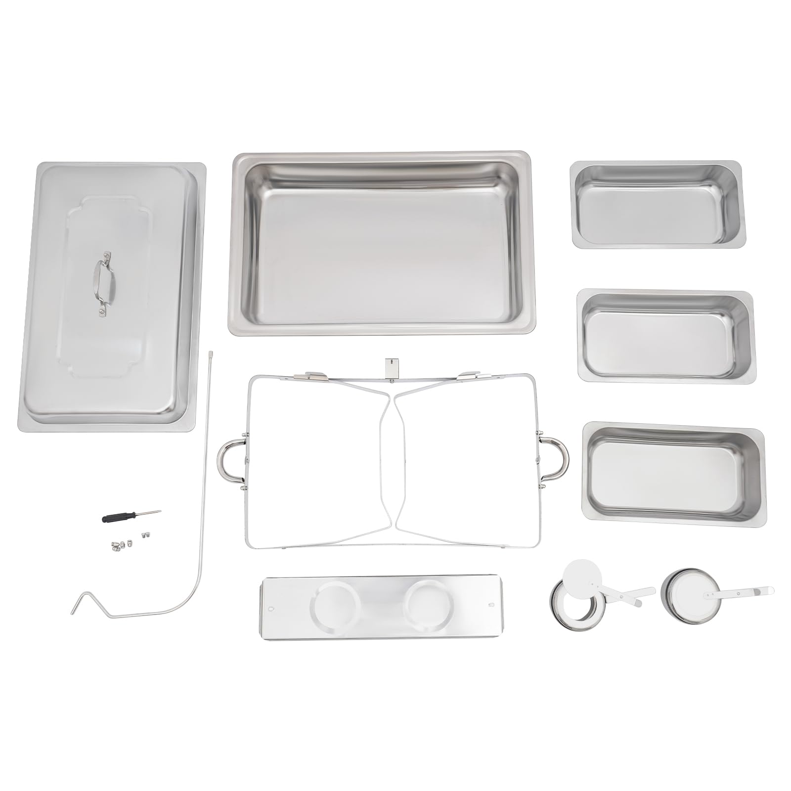 Chafing Dish - Set da buffet in acciaio inox con 3 scomparti, 56 x 35,5 cm, 9 l