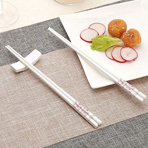 Coffret Cadeau de 2 Paires de Baguettes en Porcelaine réutilisables, Baguettes l antidérapantes, Baguettes Chinoises en Porcelaine Tendre, Baguettes japonaises à Sushi en céramique Blanche 2