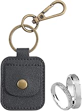 CRASPIRE Leather Keychain with Ring Holder Portable for Gym Black Color Jewelry Travel Bag Mini Holder Rings Wedding Necklaces Picks Guitar Gift Women and Men