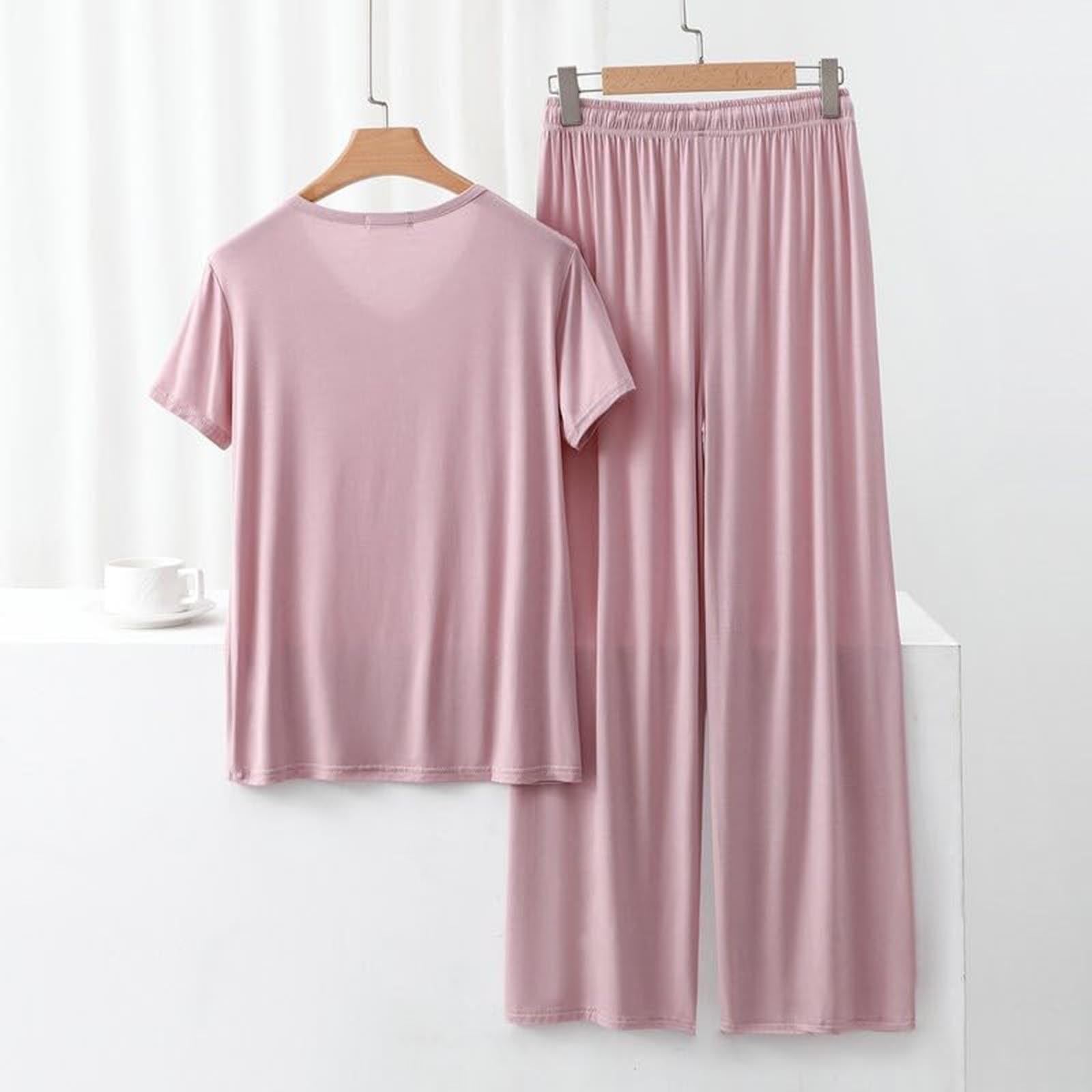 Pijama de mujer de verano corto sexy, pijama para mujer, algodón muy grande | Noche de cuello sastre Camisas de noche Albornoces Caraco Talla Elástica Slacks Suave / Suave Conjunto Pijama Sudadero