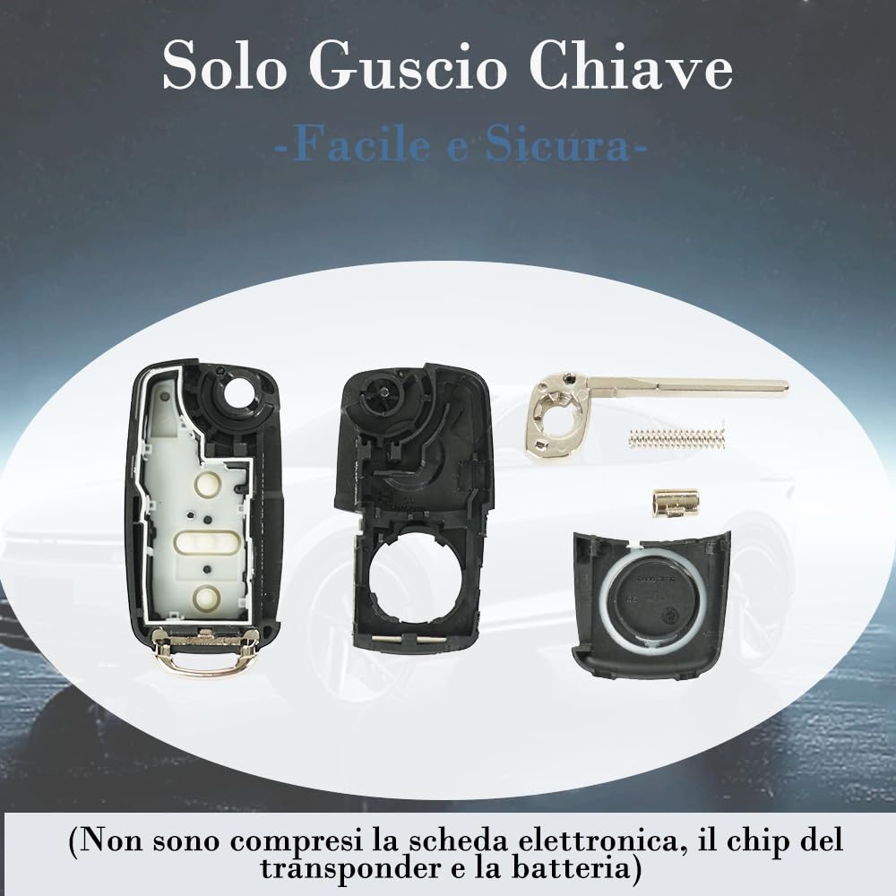 SUPALAND 2 Pezzi Telecomando Chiave Auto con Lama per VW Polo Golf Eos MK6 Beetle Passat Touran Caddy Sharan Jetta Copri Chiave