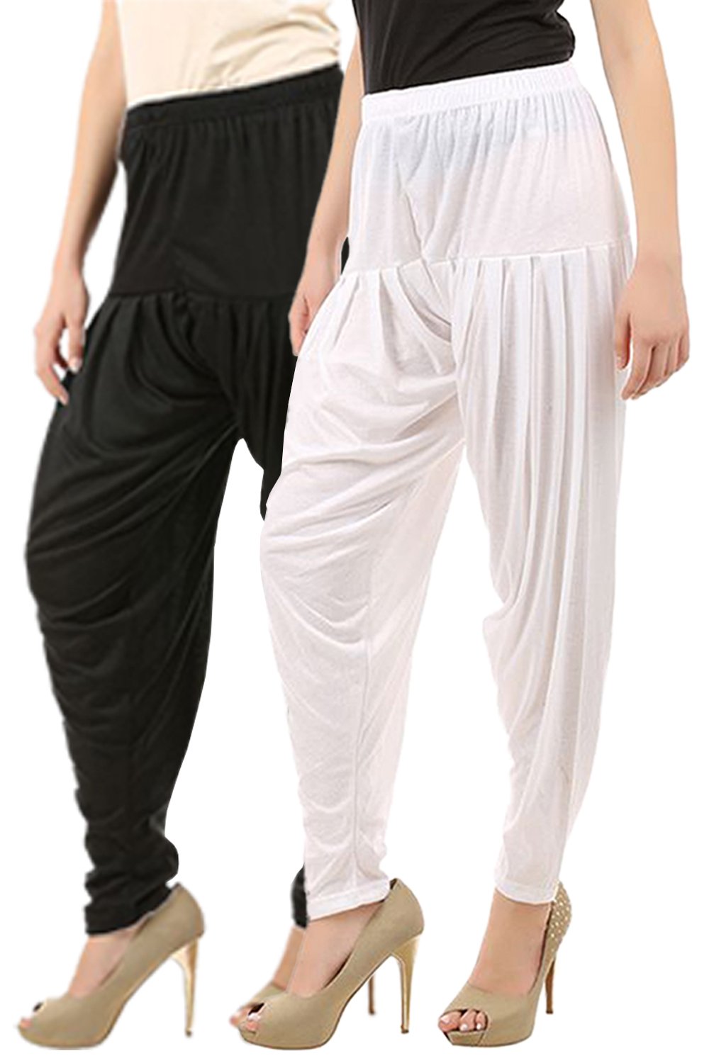 buy that trendz Women's Cotton Viscose Lycra Dhoti Patiyala Salwar Harem Plain Patiala Bottoms Pants 50 Colour Combo Pack of 2-picture-24