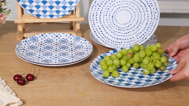 Zayton Melamine Dinner Plates - 11 Inch, Shatterproof Plastic, Lightweight, Striped Design - View #10