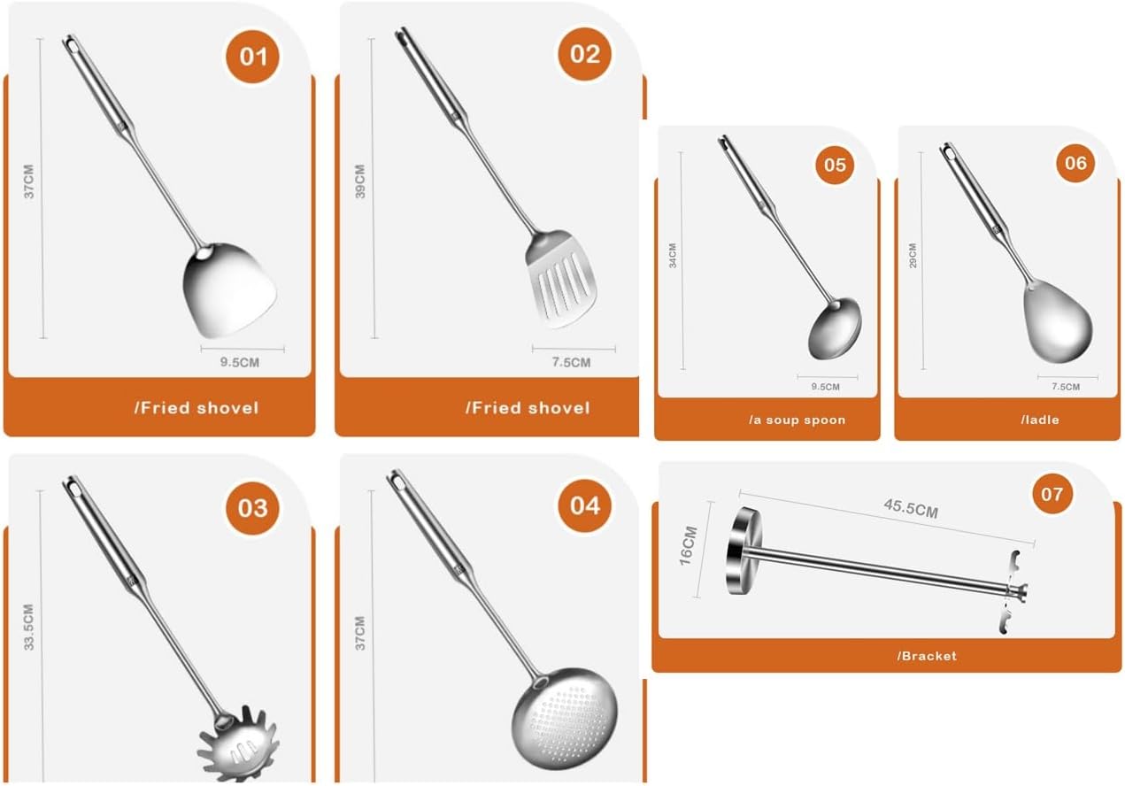 Kitchen Utensil Sets, Stainless Steel Kitchen Cooking Tools Set with Holder, Non-Stick Heat-Resistant Kitchen Cooking Utensils Set