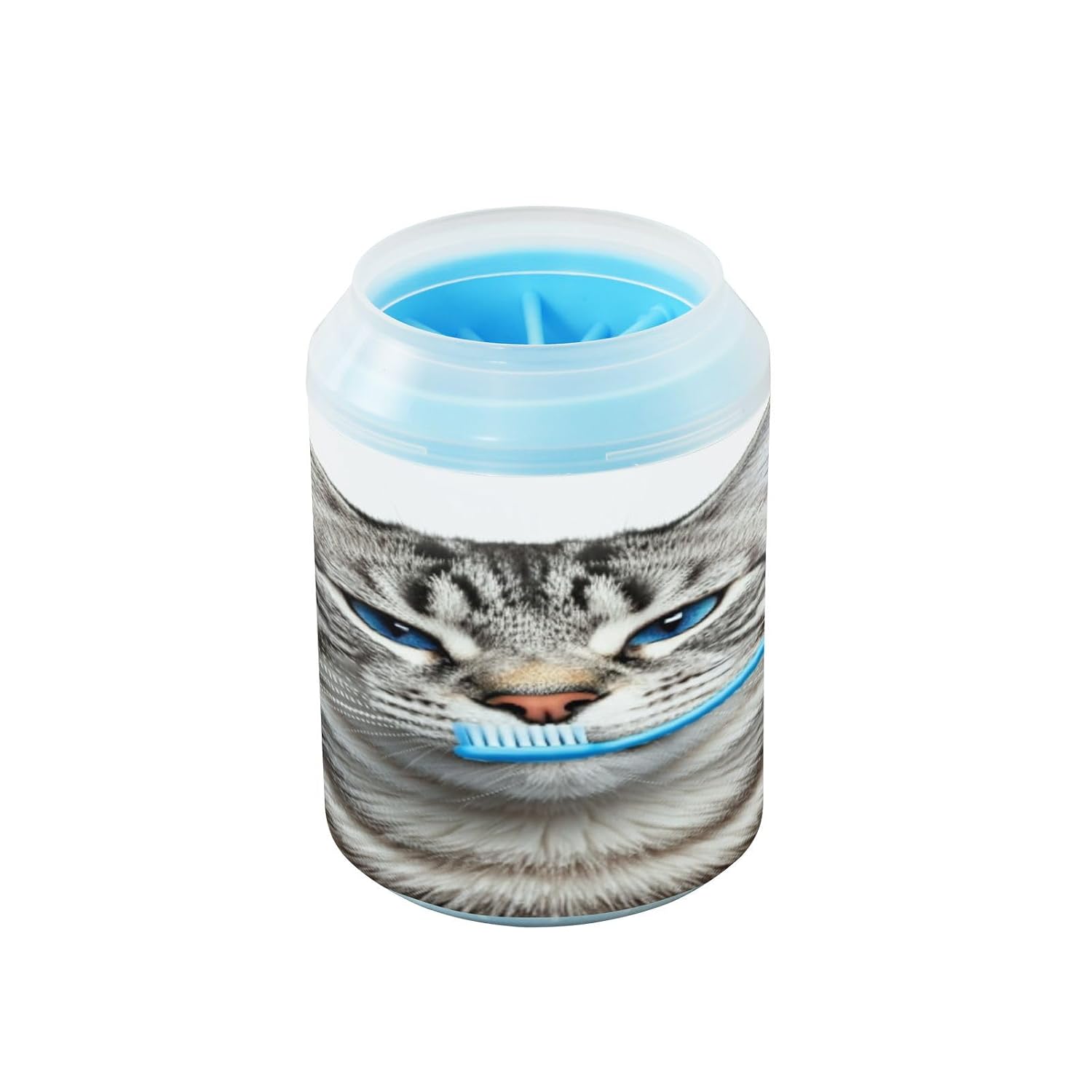 Qilmy Funny Cat Dog Paw Cleaner Cup with Silicone Bristle, Portable Pet Foot Washer Brush for Small Medium Large Dogs and Cats Muddy Paw Cleaning