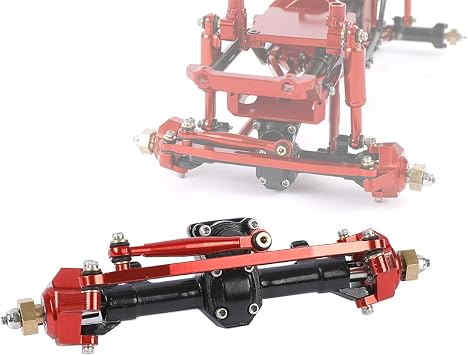 1/24 RC Aluminum Complete Front Axle for Axial SCX24 RC Crawler Upgrades Black & Red