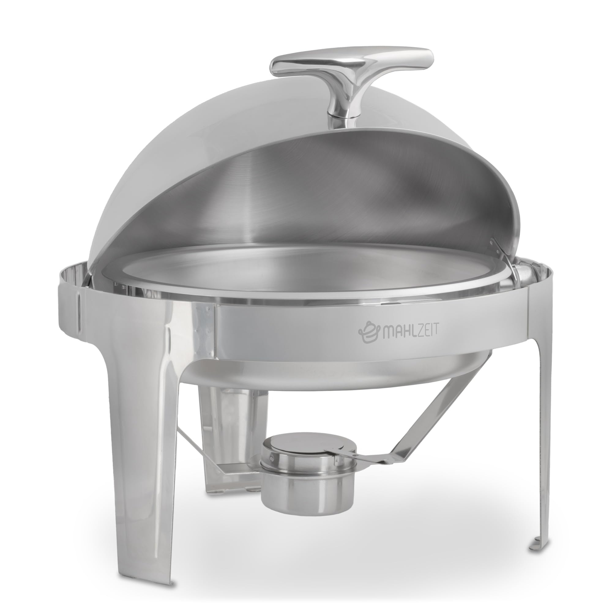 Mahlzeit Calentador de Buffet de Acero Inoxidable con Tapa Enrollable | Chafing Dish Redondo | 6 L | Calentador de Alimentos, Baño Maria | para Buffet, Catering, Gastronomía, Restaurante y Fiestas