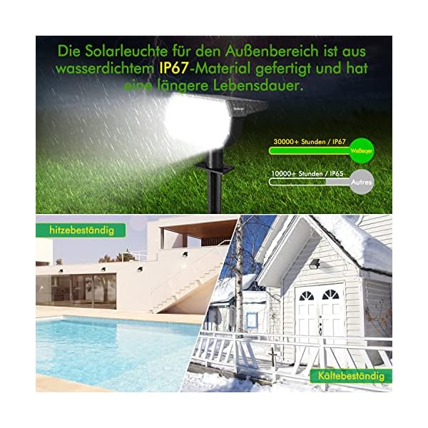 Solarlampen für Außen,64 LED-Lampen Kaltweiß,3 Helligkeitsmodi,IP67 Wasserdicht Solar Gartenleuchten für Außen,Haus, Hof, Garten, Weg – Bild 6