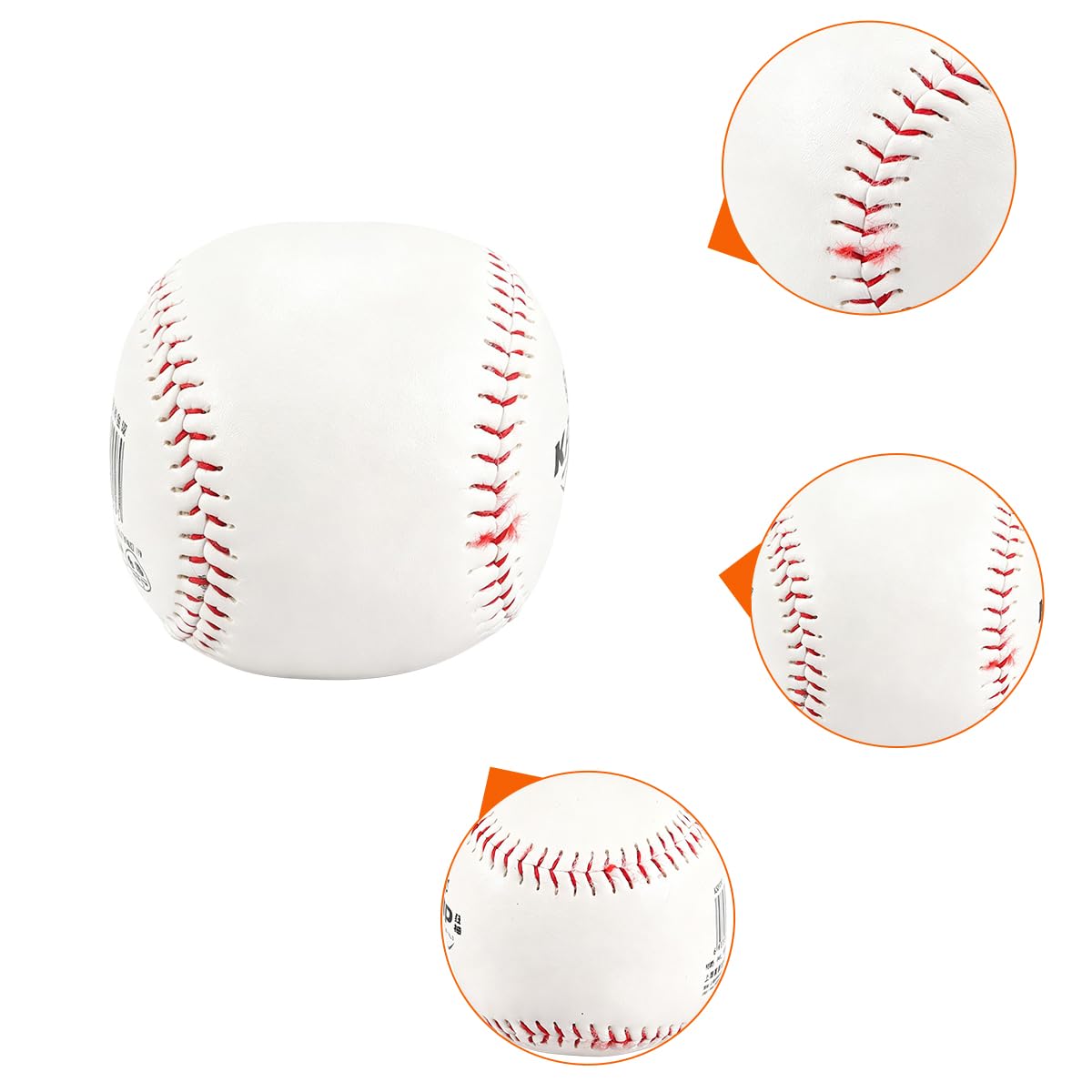 Ubric 3 piłki baseballowe standardowe skóra syntetyczna trening młodzież dorośli szkoła halowa zewnętrzna biały