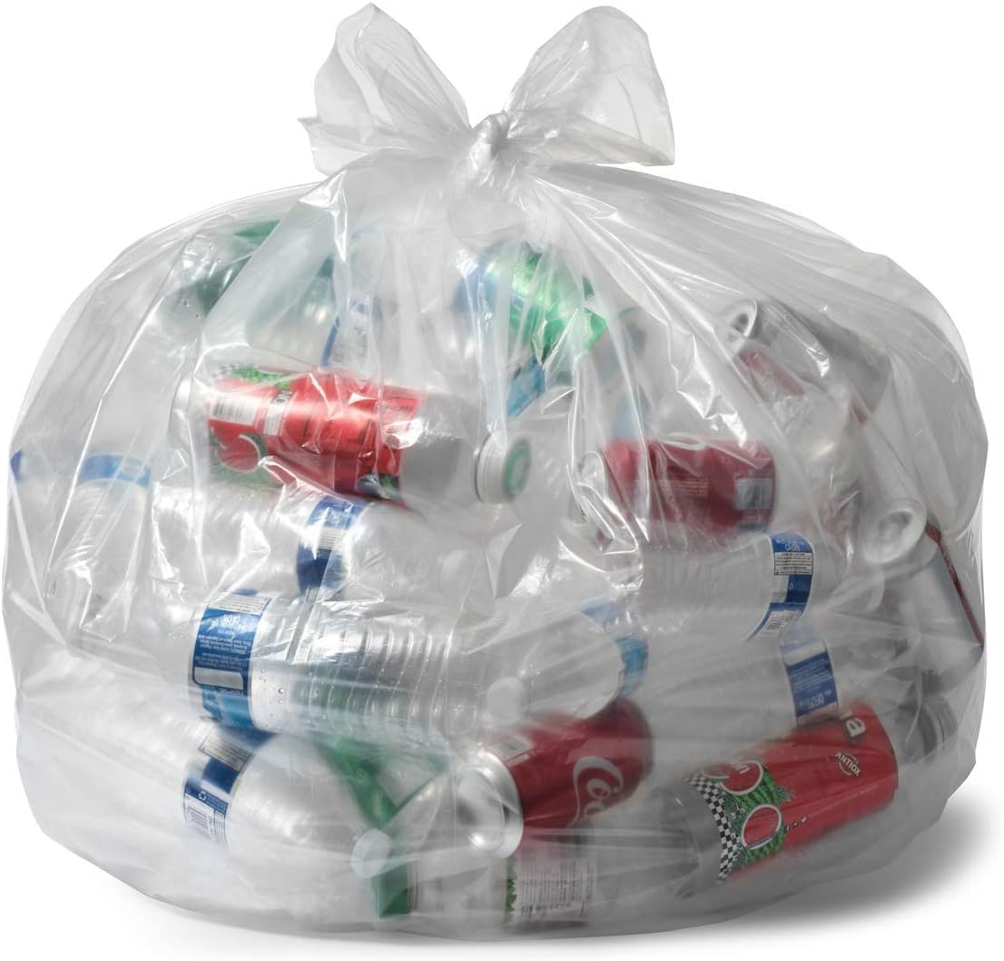 Aluf Plastics 65 Gallon Clear Trash Bags - (Huge 50 Pack) - 50" x 58" - 1.5 MIL - Heavy Duty Industrial Liners Clear Garbage Bags for Recycling, Contractors, Storage, Outdoor