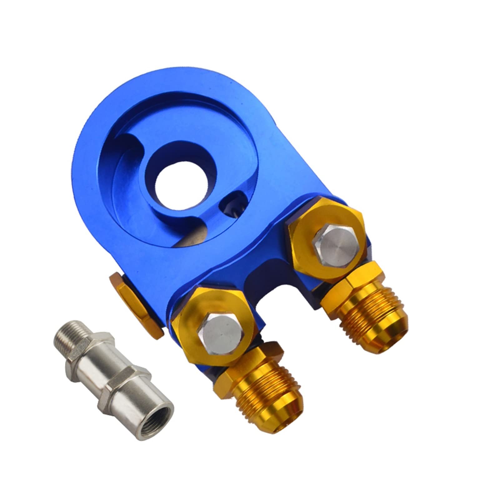 QINQIN Suministro y procesamiento de Combustible. Ajuste for Aluminio 10 Adaptador de Placa de sándwich del refrigerador del Filtro de Aceite Turbo con Termostato y Ajuste 3/4-16 UNF, M20 * 1.5