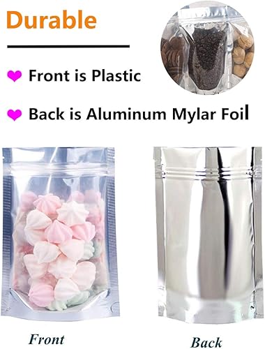 Miniatura 7 de 100 bolsas de papel de aluminio de pie, a prueba de olores, bolsas herméticas resellables para alimentos con cierre de cremallera, bolsas sellables