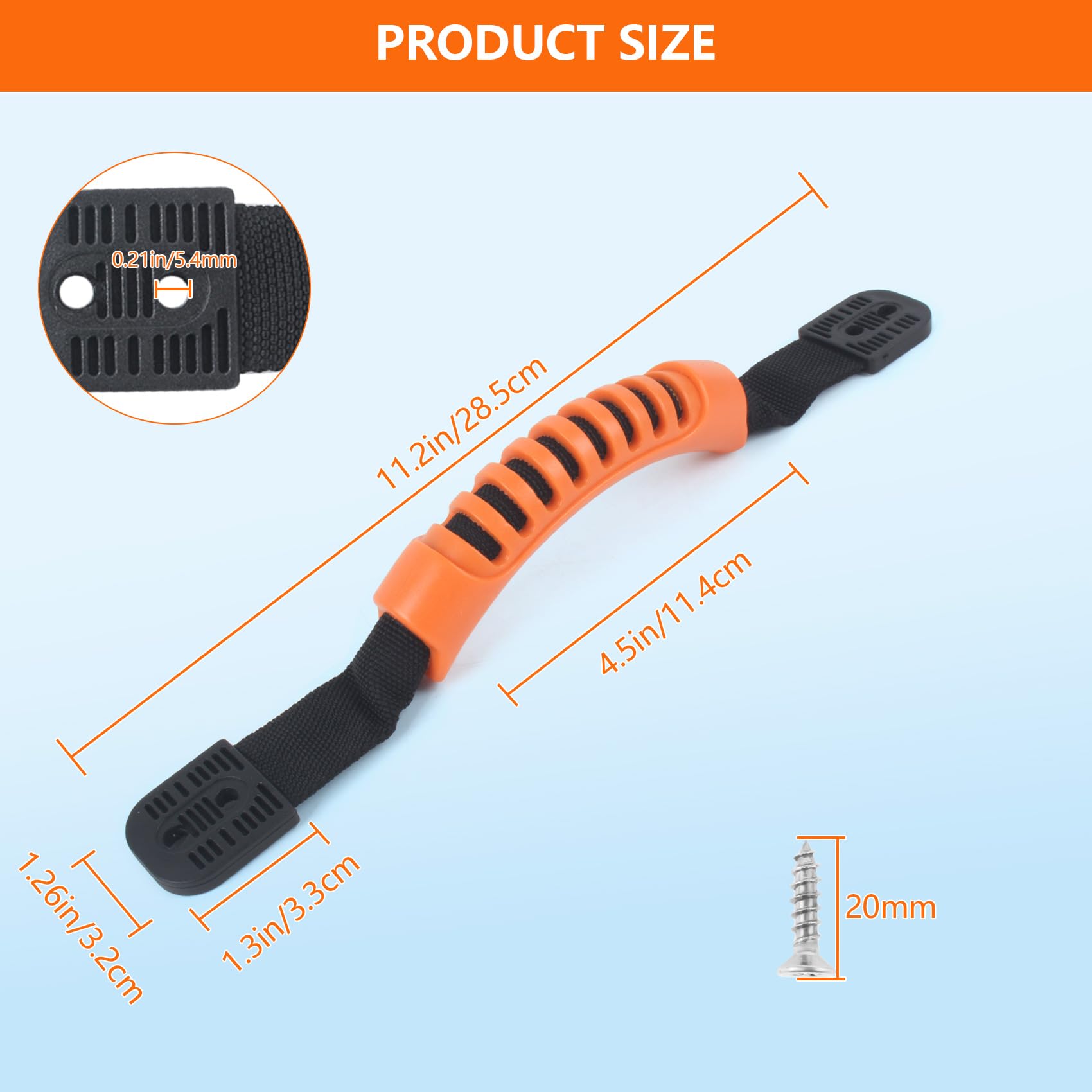 2 Pcs Kayak Carry Handles, 2-Hole Kayak Replacement Handles with Screws, Canoe Boat Side Mount Carry Handle, Boat Carry Handle Replacement Suitable for Kayaks Luggage Suitcase - Orange