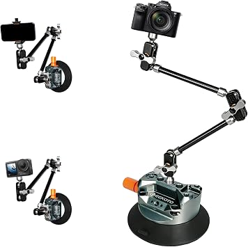 GEEKOTO 4.5 Suction Cup Mount with 22" Magic Arm,Camera Suction Cup Mount on Car Windshield/Dash/Window for iPhone/Action Camera/Content Creation/Live Streaming/Vlog
