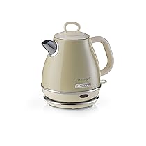Ariete Bollitore Vintage 2868, Bollitore Elettrico con Base Cordless a 360°, Spegnimento Automatico, Capacità 1 L, Acciaio Inossidabile, 1600W, Beige