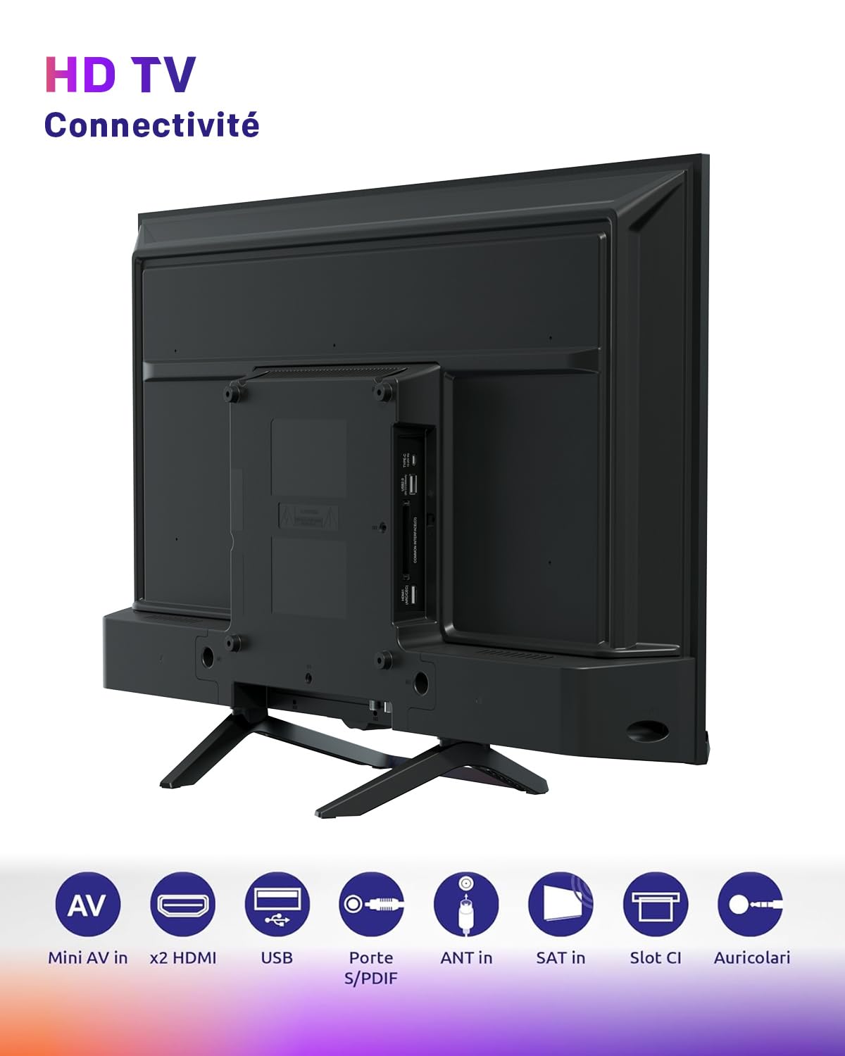 STRONG SRT32HG4723C 32" TV HD DVB-S2/C/T2 12V Camping-Car Cuisine Chambre Bateau 2 HDMI 1 USB Noir